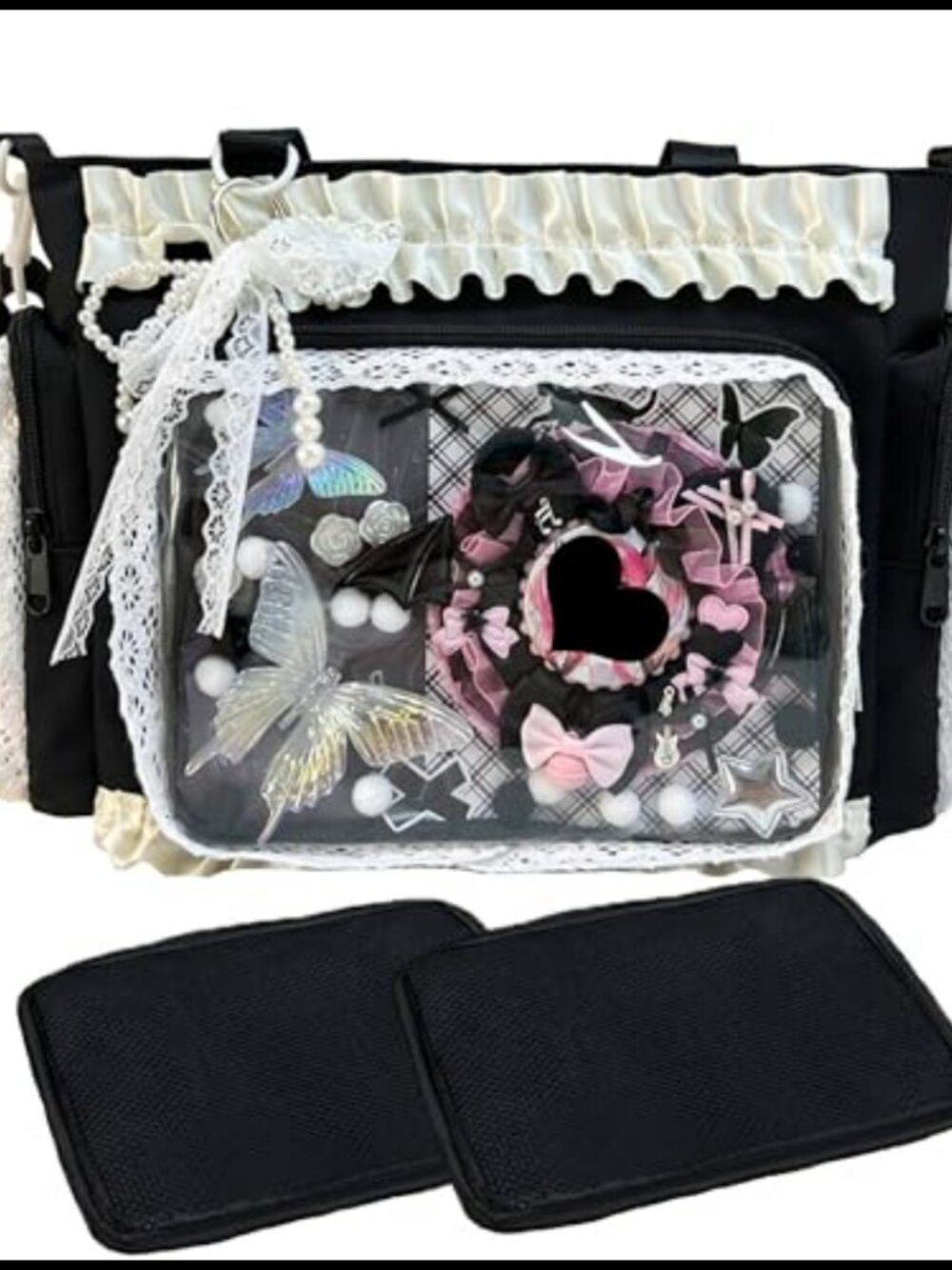 Ita Bag with 2 Inserts Clear Window Display Tote Crossbody Shoulder Bag
